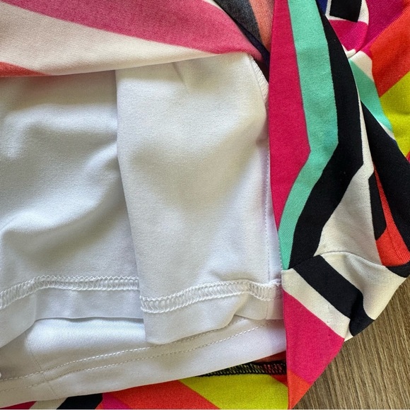 Trina Turk Amaya Colorful Print Bodycon Mini Dress Medium Ruched Sleeveless - Picture 8 of 12